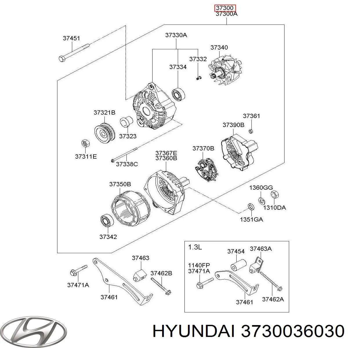Купить 3730036030 Hyundai/Kia Генератор
