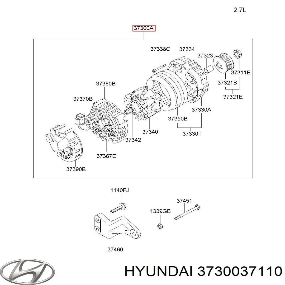 Генератор 3730037110 Hyundai/Kia