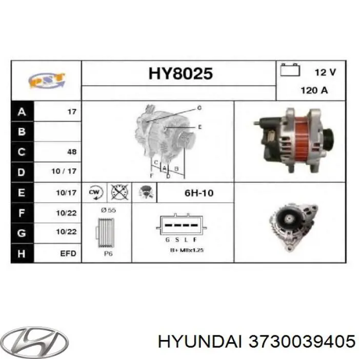 Генератор 3730039400AT Hyundai/Kia
