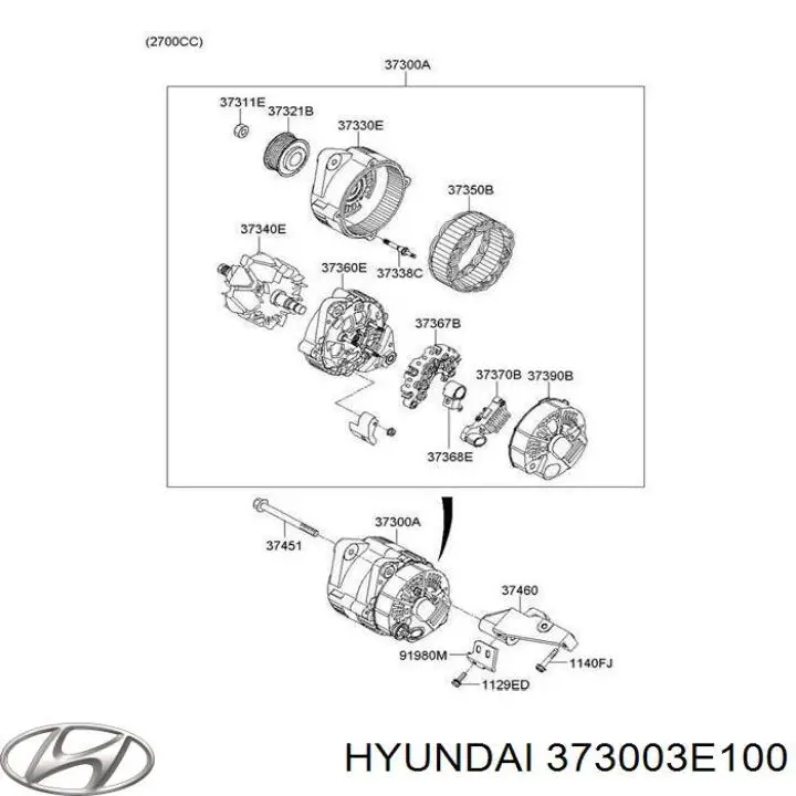 Купить 373003E100 Hyundai/Kia Генератор