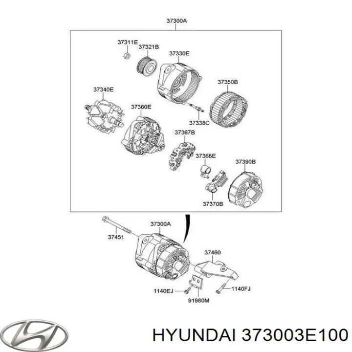 Генератор 373003E100 Hyundai/Kia