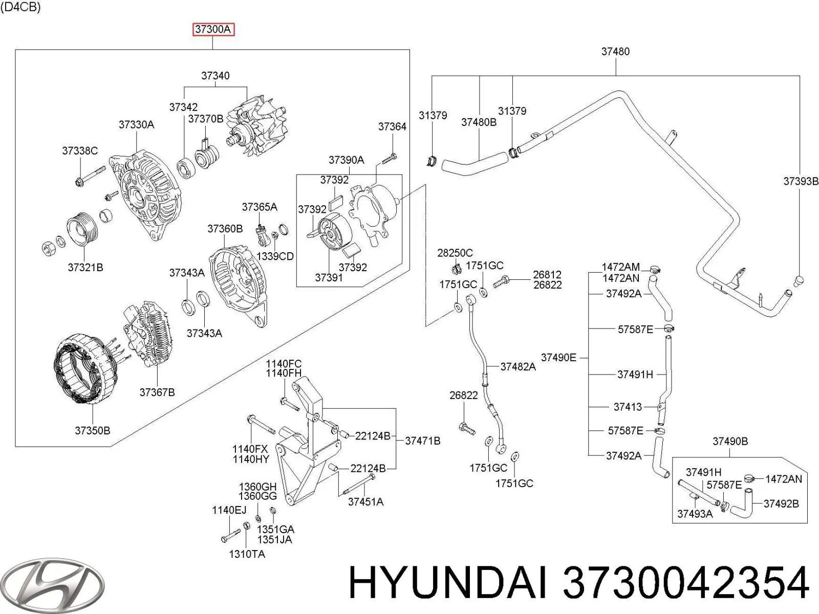 Генератор автомобиля Hyundai/Kia 3730042354