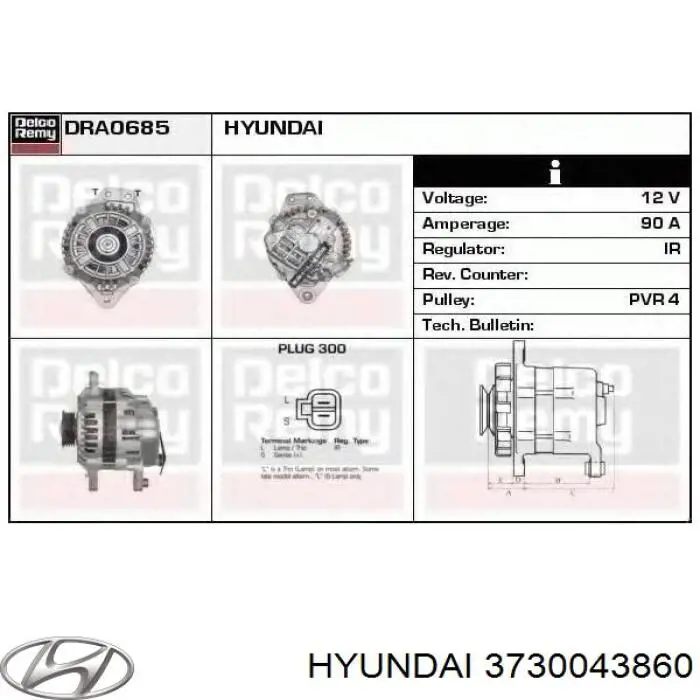 3730043860 Hyundai/Kia генератор