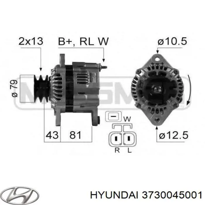 Автомобильный генератор Hyundai/Kia 3730045001 цена, от 165.84 USD