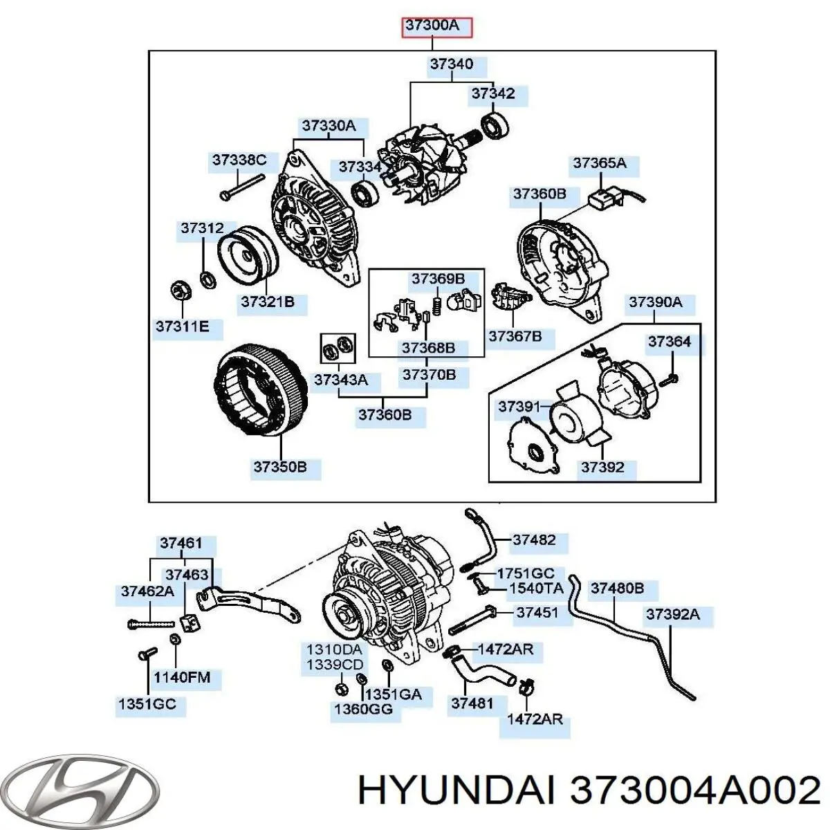 Купить 373004A002 Hyundai/Kia Генератор