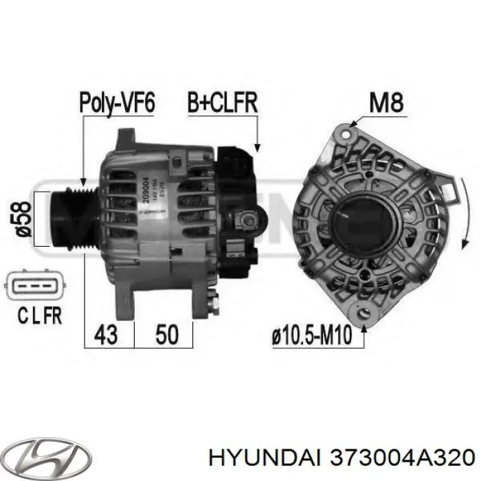 373004A320 Hyundai/Kia Генератор автомобильный
