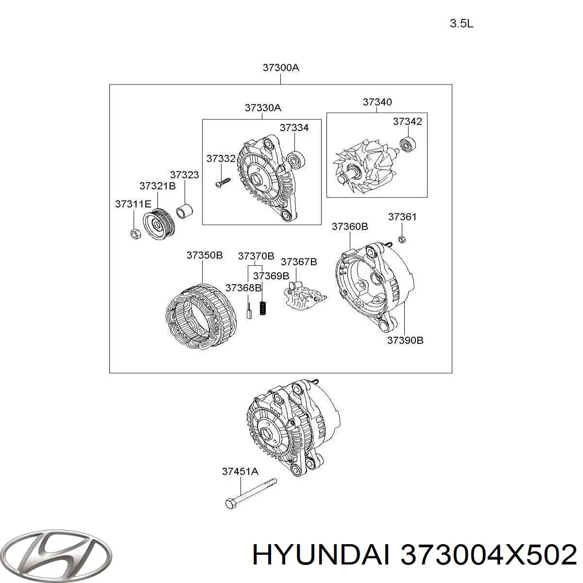 Автомобильный генератор Hyundai/Kia 373004X502 цена, от 199.44 USD