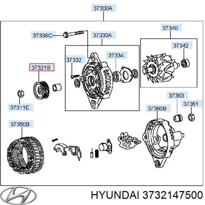 3732147500 Hyundai/Kia polia do gerador