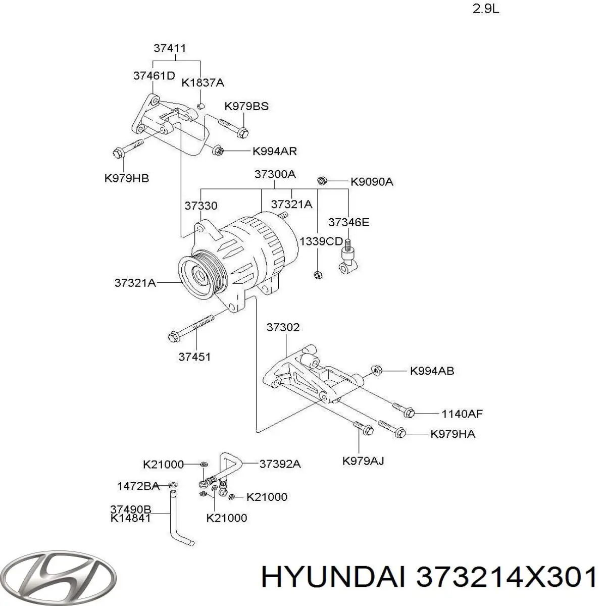 Шкив генератора 373214X301 Hyundai/Kia