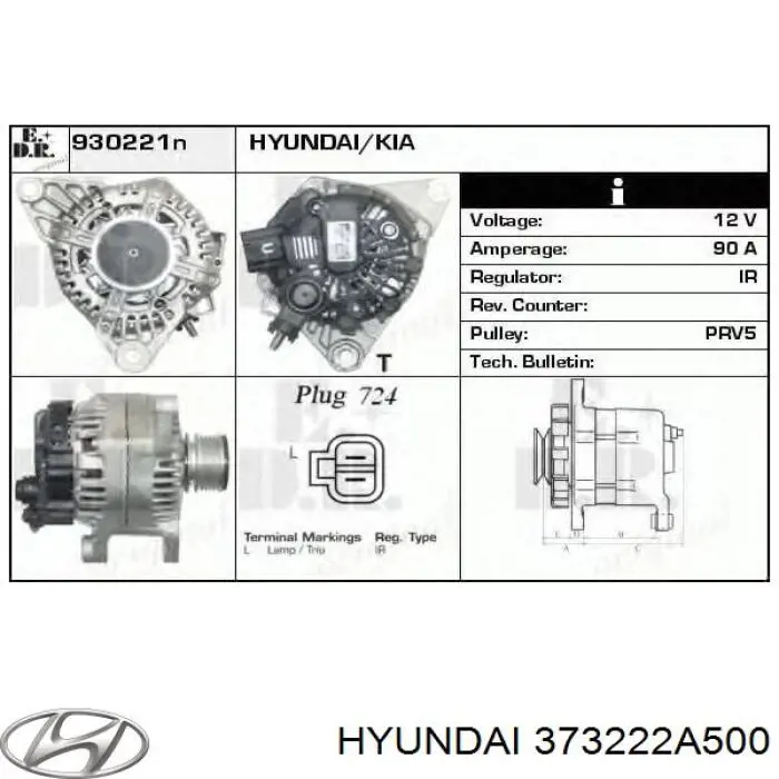 Купить 373222A500 Hyundai/Kia Шкив ремня генератора