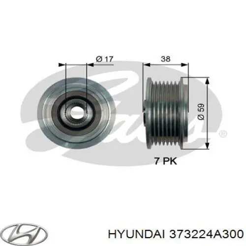 Polea alternador 373224A300 Hyundai/Kia