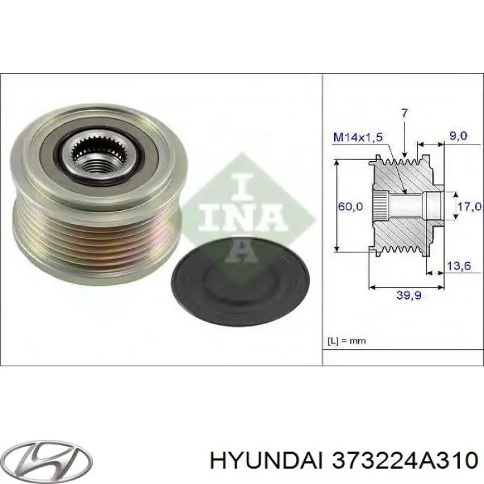 Rueda libre alternador  373224A310 Hyundai/Kia