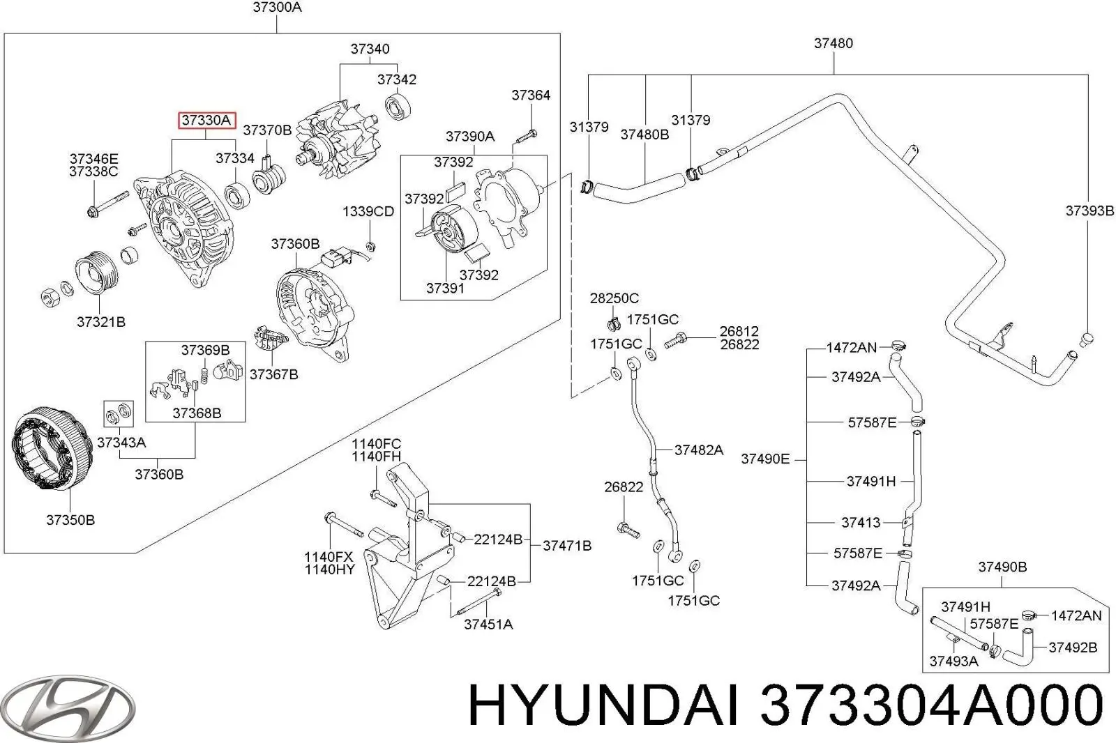 Автомобильный генератор Hyundai/Kia 373304A000 цена, от 14.65 USD