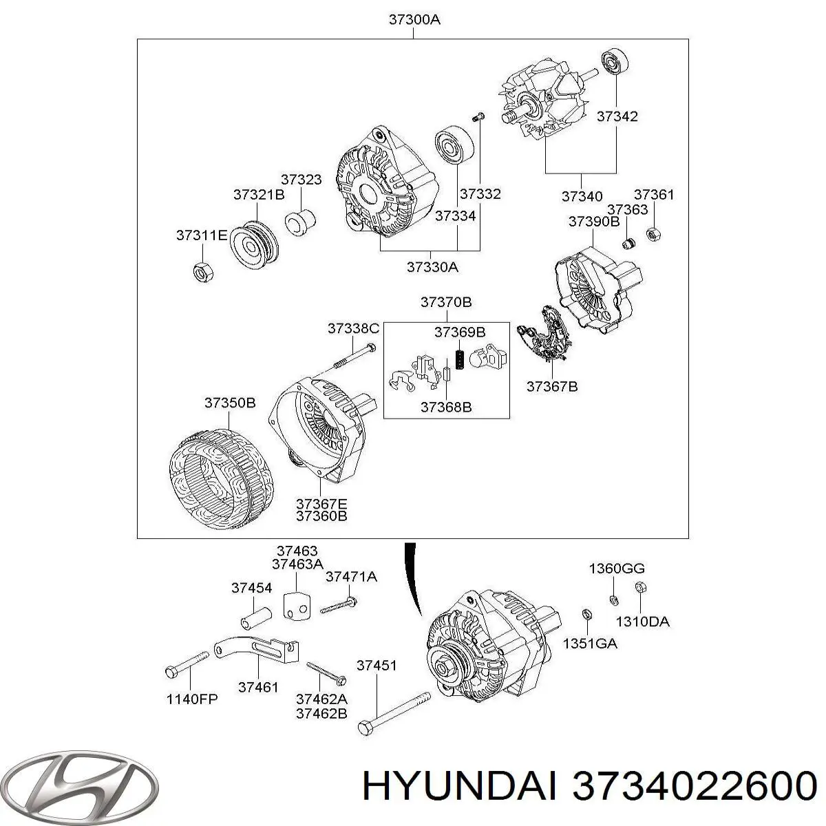 Якорь (ротор) генератора на Hyundai I10 PA