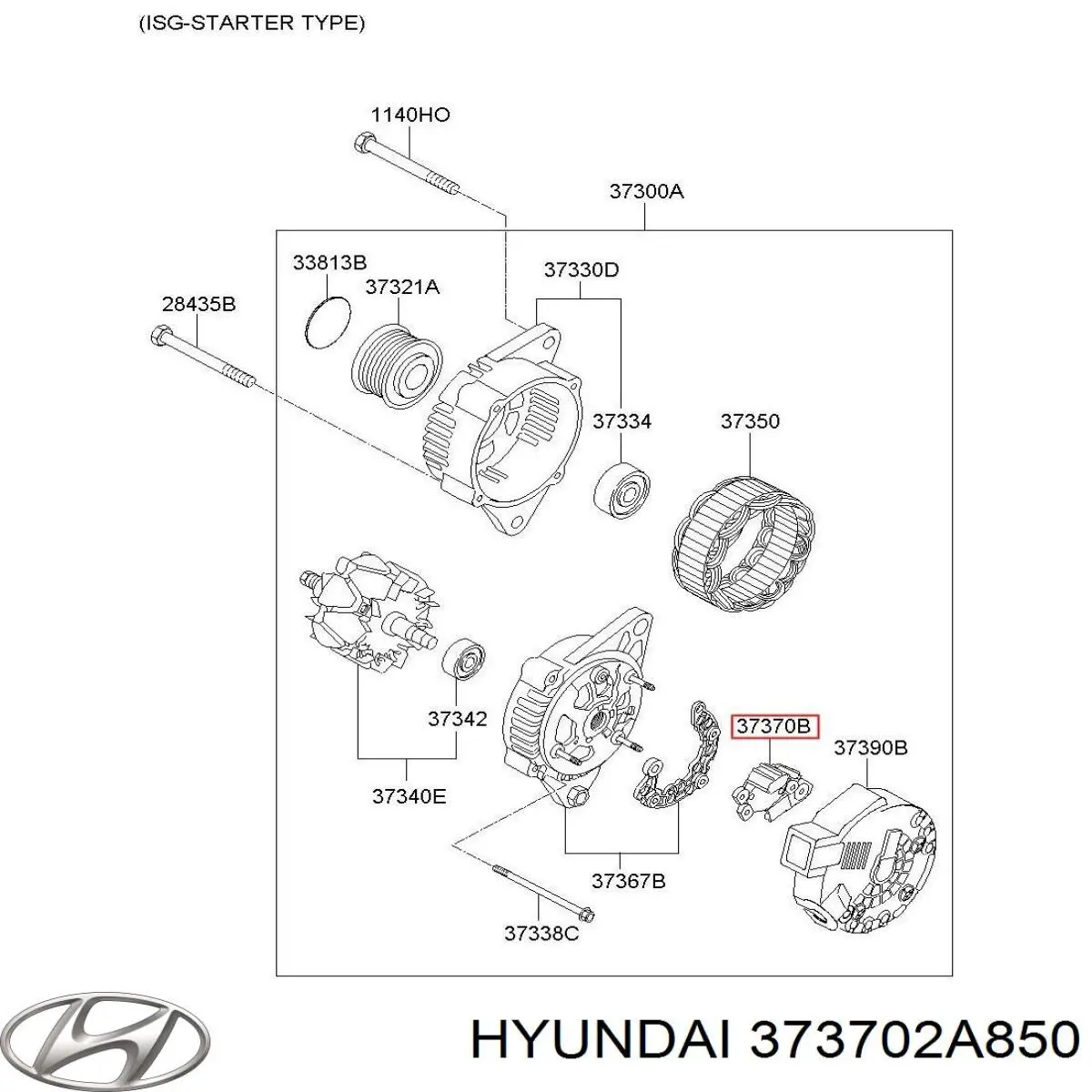 Реле генератора 373702A850 Hyundai/Kia