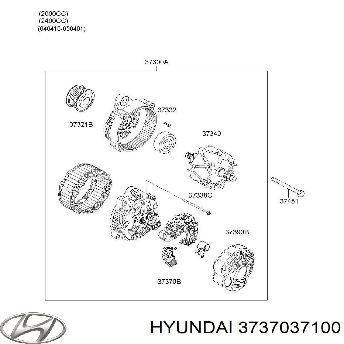 3737037100 Hyundai/Kia Генератор автомобильный