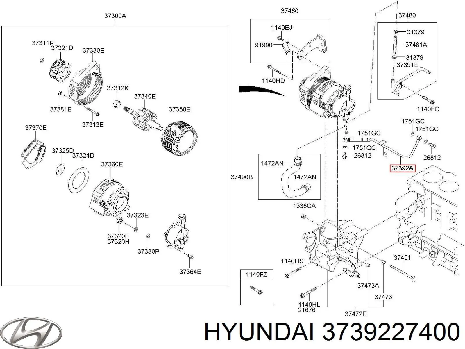 3739227400 HYUNDAI Tubo (Manguera) Para El Suministro De Aceite A La Turbina original y equivalente