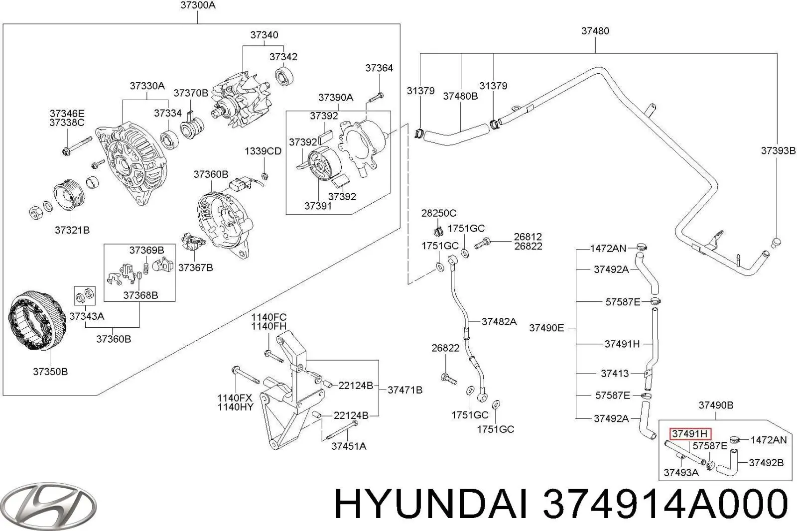  Hyundai/Kia 374914A000 цена, от 13.33 USD