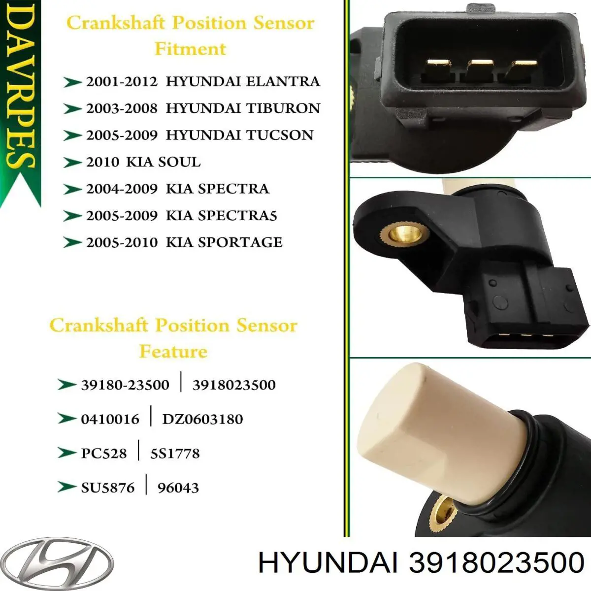 Купить 3918023500 Hyundai/Kia Датчик оборотов коленвала