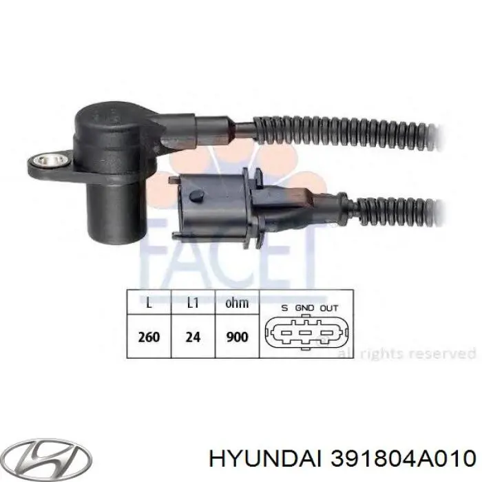 Купить 391804A010 Hyundai/Kia Датчик оборотов коленвала