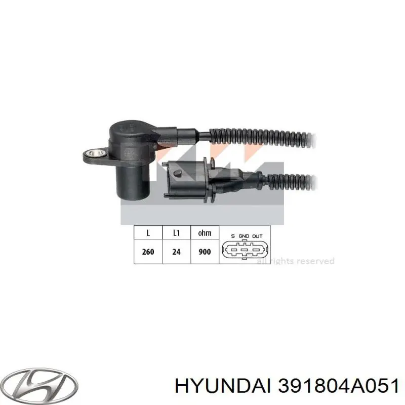 Датчик коленвала 391804A051 Hyundai/Kia