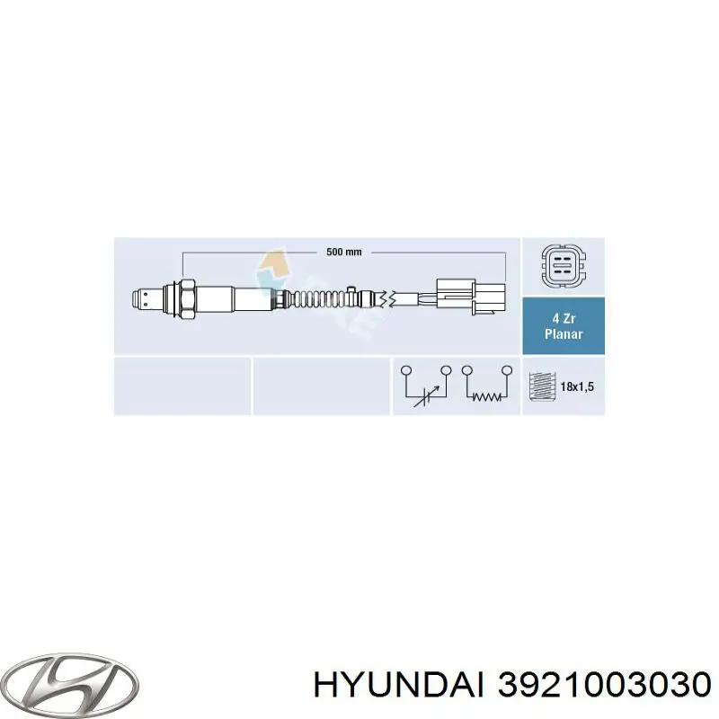 3921003030 Hyundai/Kia лямбда-зонд, датчик кислорода после катализатора