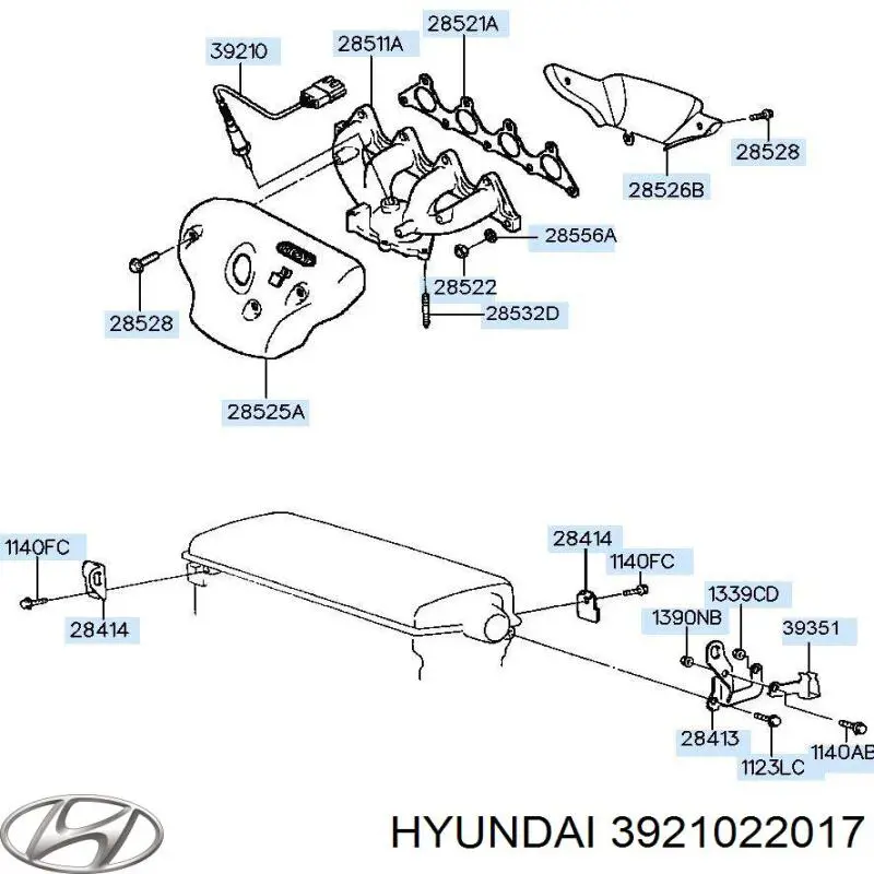 3921022017 Hyundai/Kia лямбда-зонд, датчик кислорода до катализатора