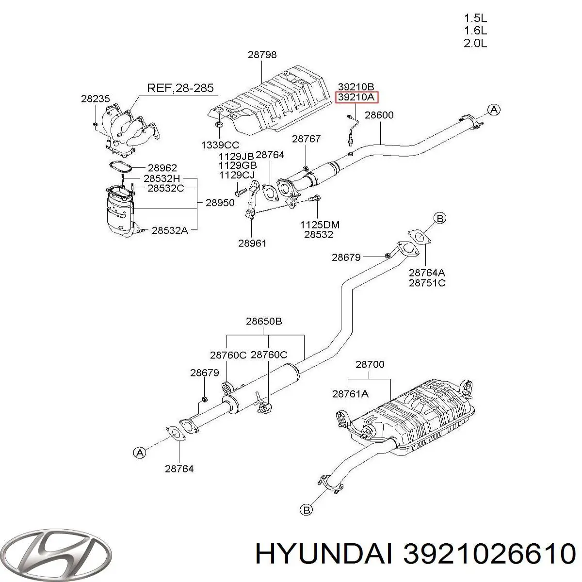 3921026610 Hyundai/Kia Датчик кислорода после катализатора
