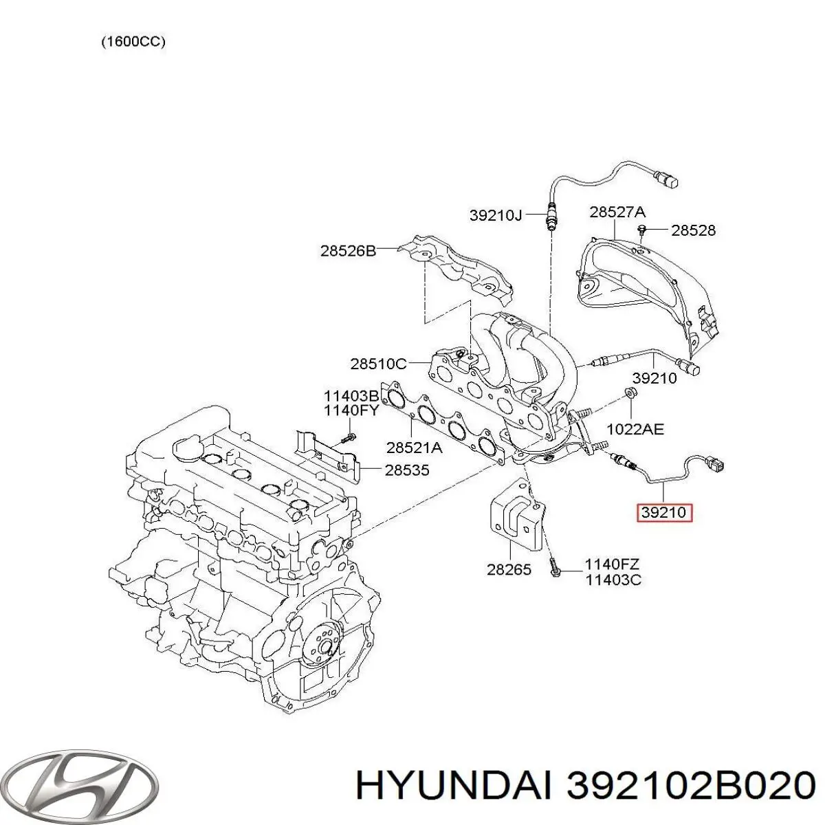 Лямбдазонд, датчик кислорода до катализатора Hyundai/Kia 392102B020 цена, от 38.52 USD