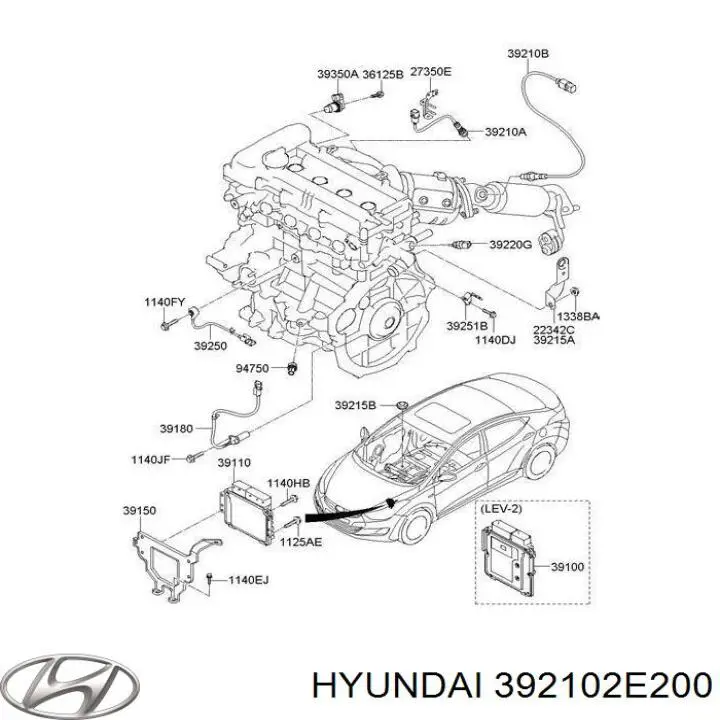 39210-2E200 Hyundai/Kia sonda lambda, sensor de oxigênio até o catalisador