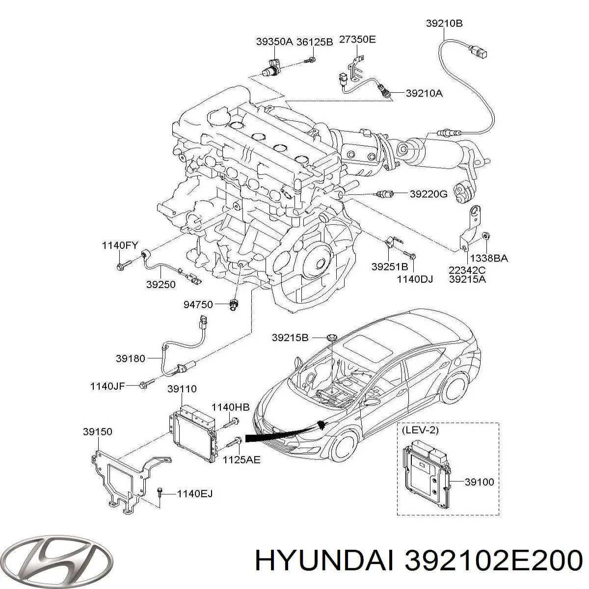 Датчик кислорода до катализатора 392102E200 Hyundai/Kia