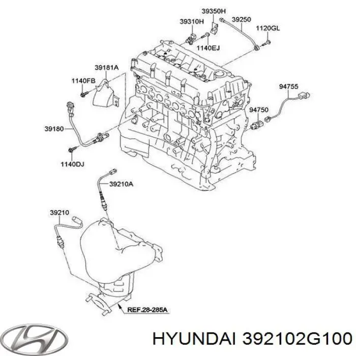 Купить 392102G100 Hyundai/Kia Датчик кислорода до катализатора