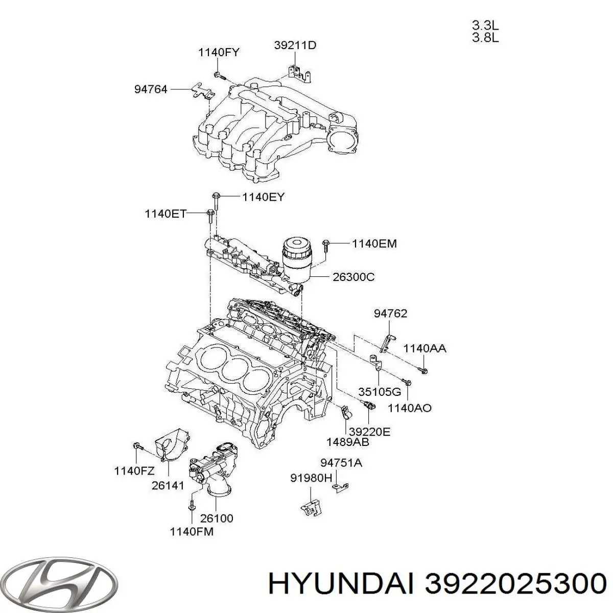 Датчик температуры масла двигателя на Hyundai Santa Fe II 