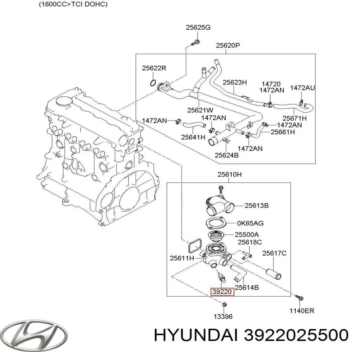 Купить 3922025500 Hyundai/Kia Термодатчик охлаждающей жидкости