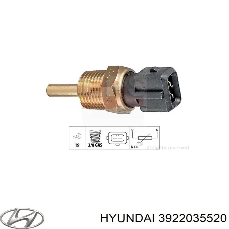 Купить 3922035520 Hyundai/Kia Термодатчик охлаждающей жидкости