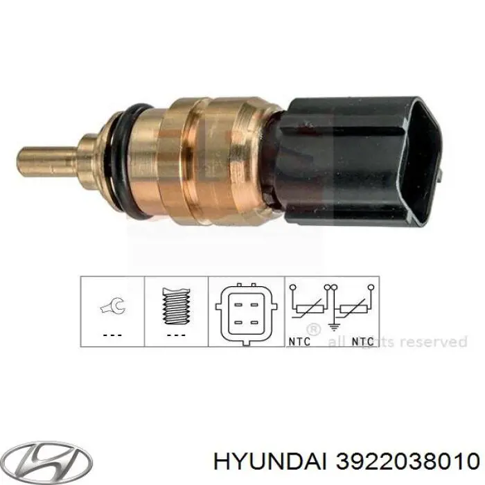 Датчик температури охолоджуючої рідини 3922038010 Hyundai/Kia