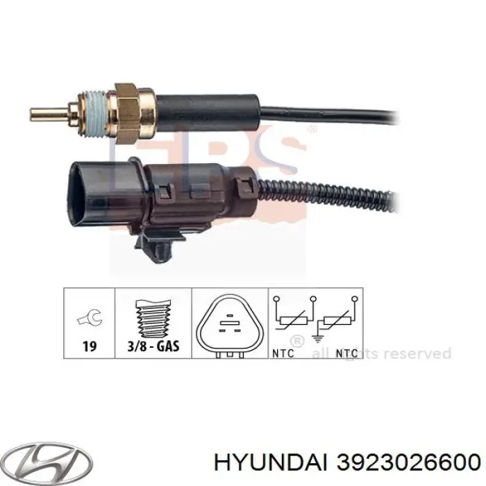 3923026600 Hyundai/Kia sensor de temperatura do fluido de esfriamento (de ativação de ventilador do radiador)