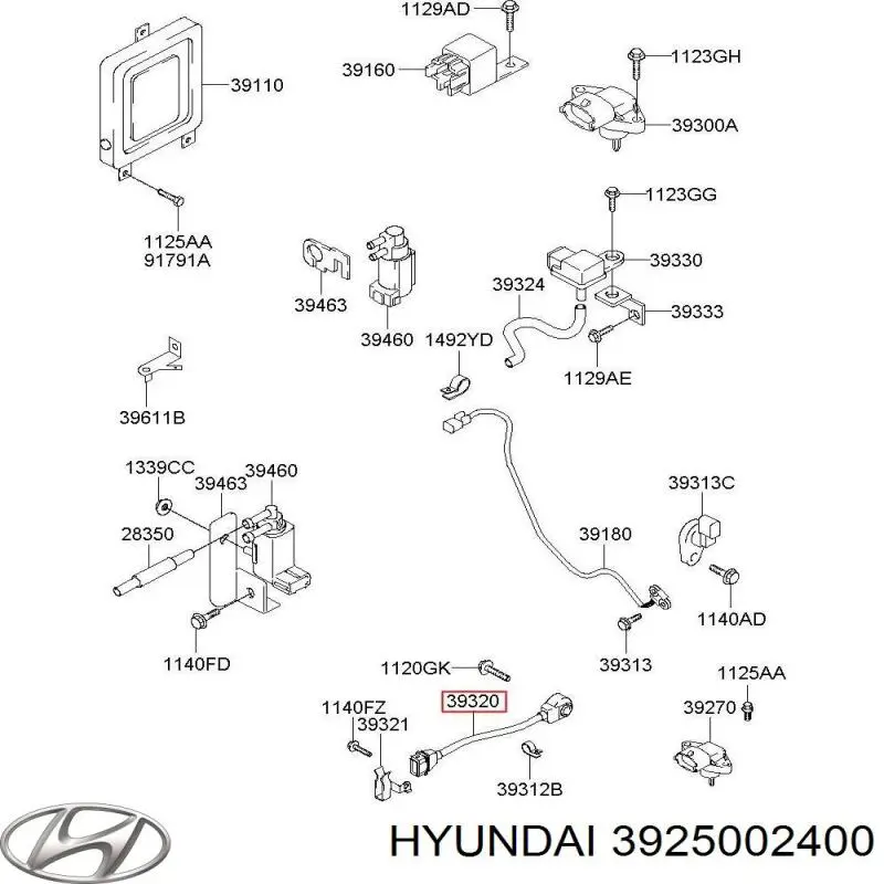 3925002400 Hyundai/Kia датчик детонации