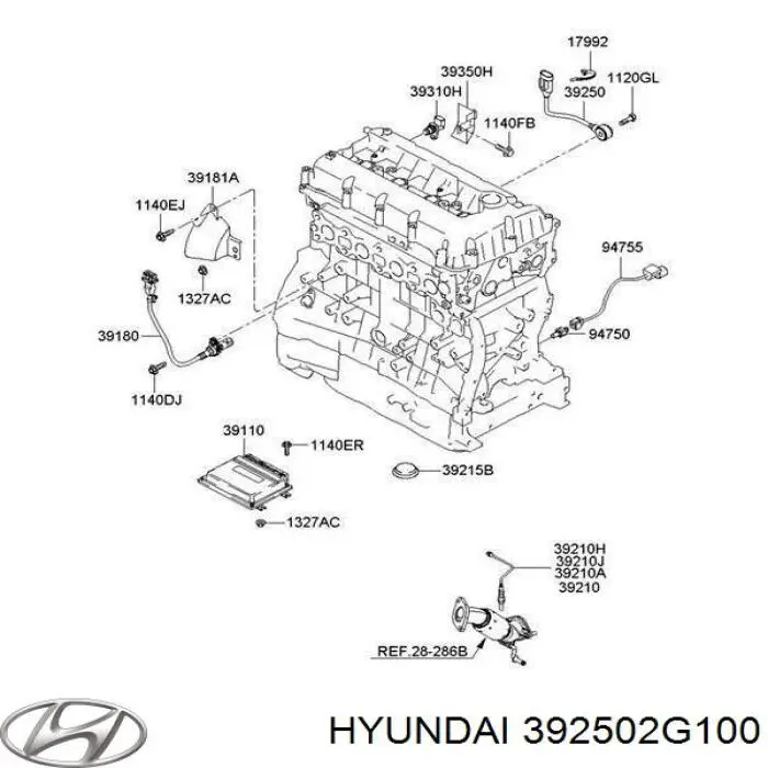 Датчик детонации Hyundai/Kia 392502G100
