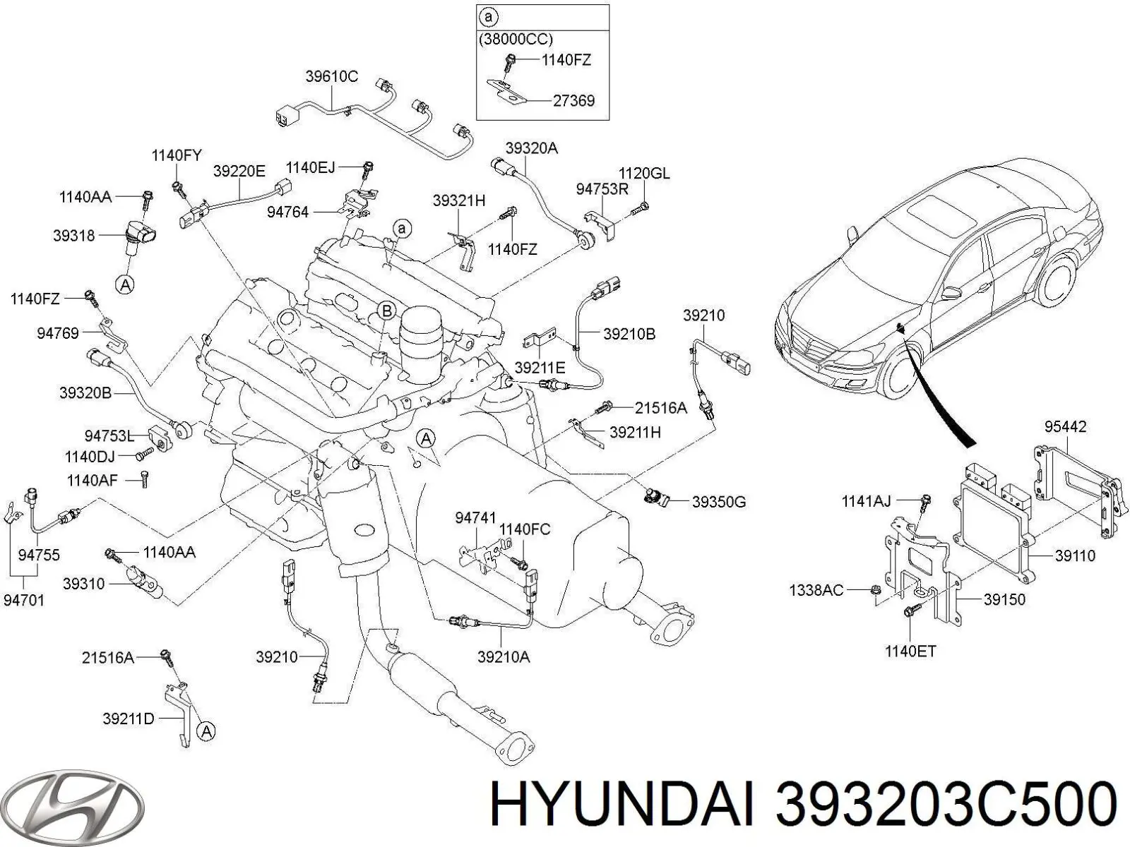393203C500 Hyundai/Kia sensor de detonação