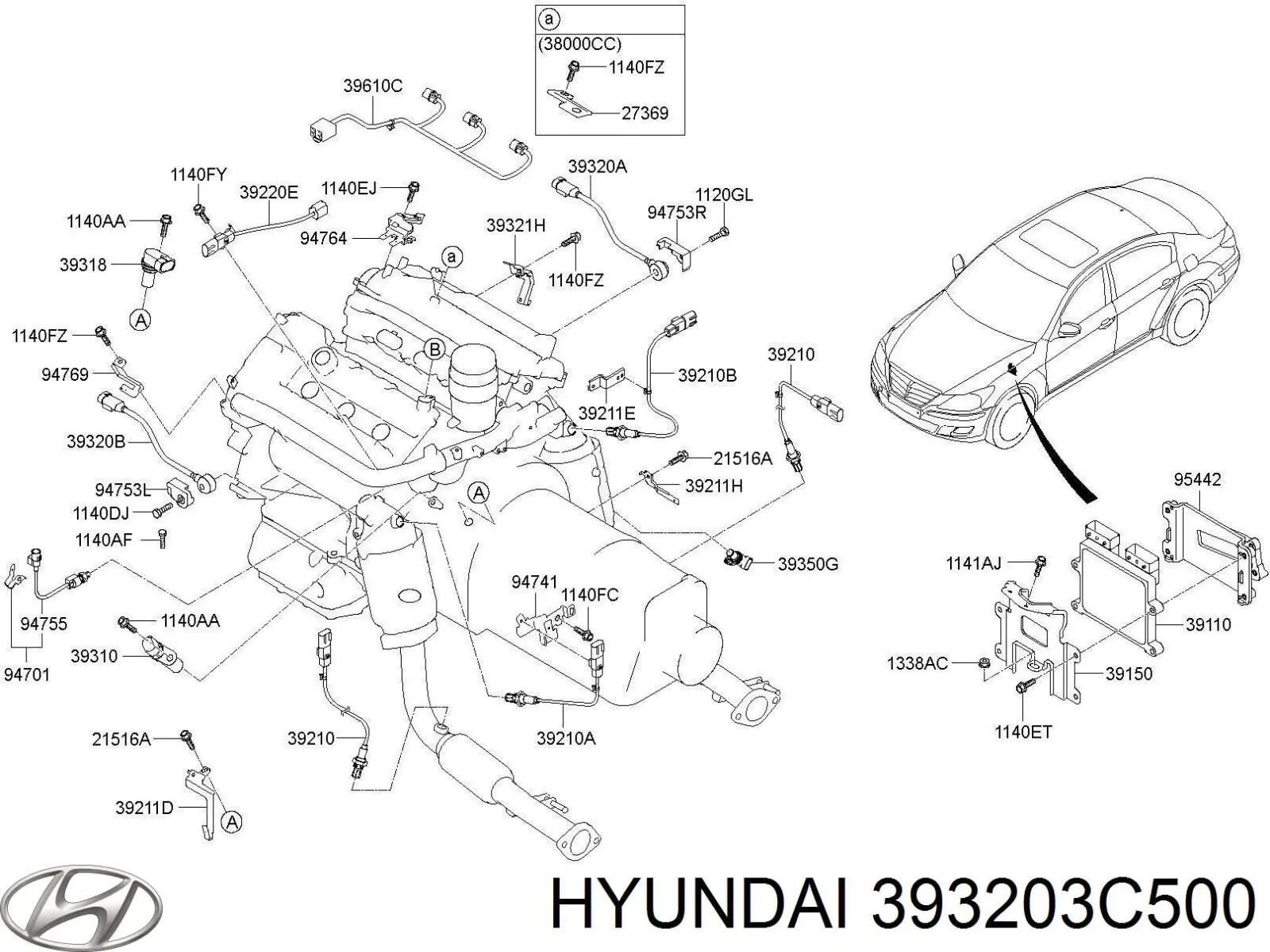 Датчик детонации 393203C500 Hyundai/Kia