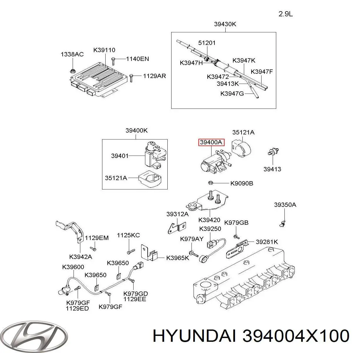 394004X100 Hyundai/Kia клапан преобразователь давления наддува (соленоид)