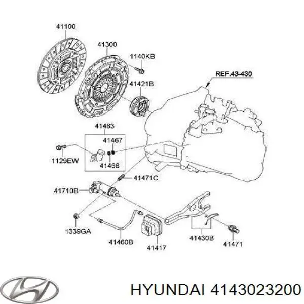 Вилка выключения сцепления Hyundai/Kia 4143023200