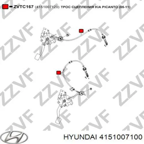 Трос сцепления Hyundai/Kia 4151007100 цена, от 14.32 USD