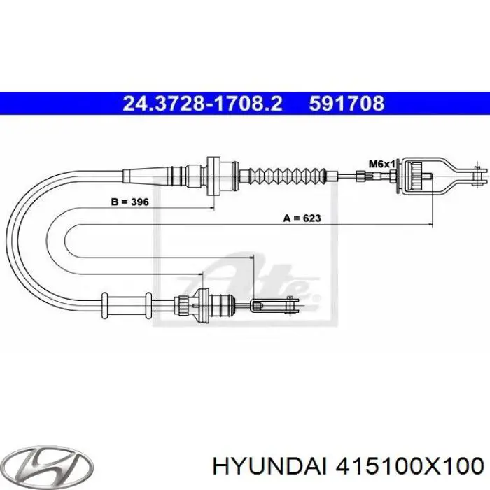 Cable de embrague 415100X100 Hyundai/Kia