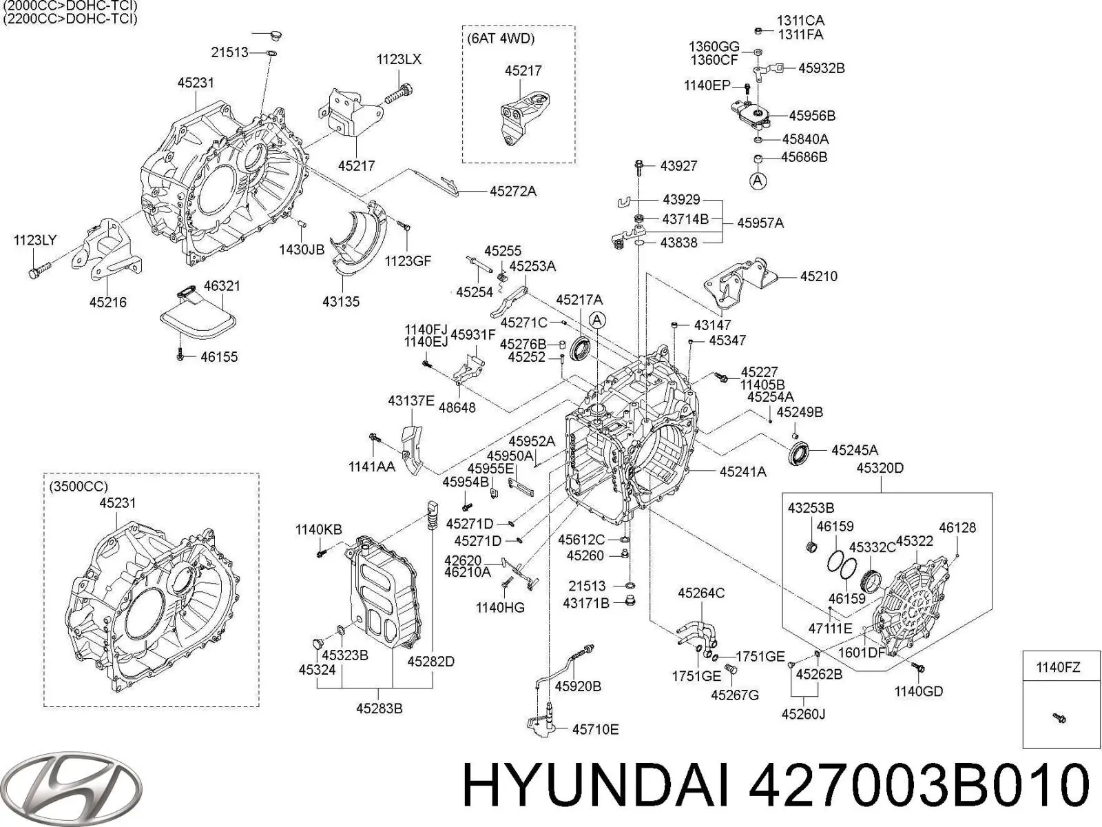 Купить 427003B010 Hyundai/Kia Датчик селектора АКПП