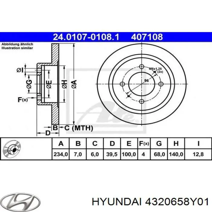 Тормозные диски 4320658Y01 Hyundai/Kia