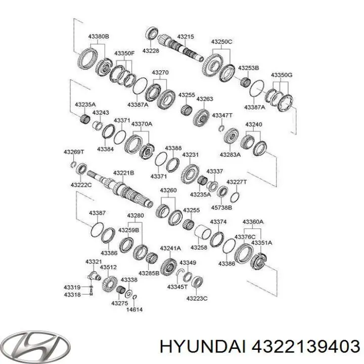 Вал коробки передач первичный Hyundai/Kia 4322139403
