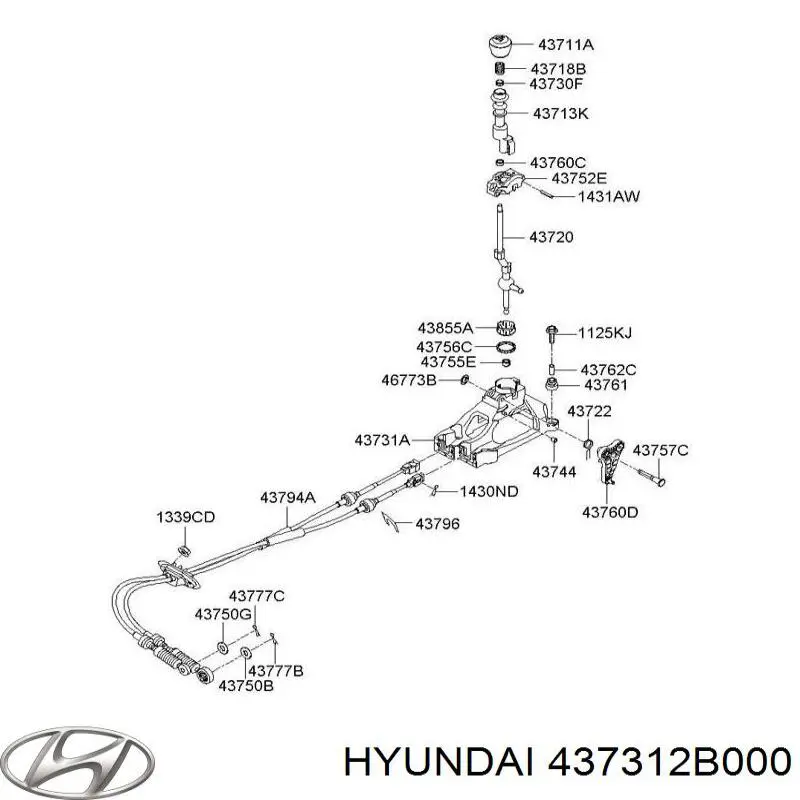 437312B000 Hyundai/Kia Кулиса КПП
