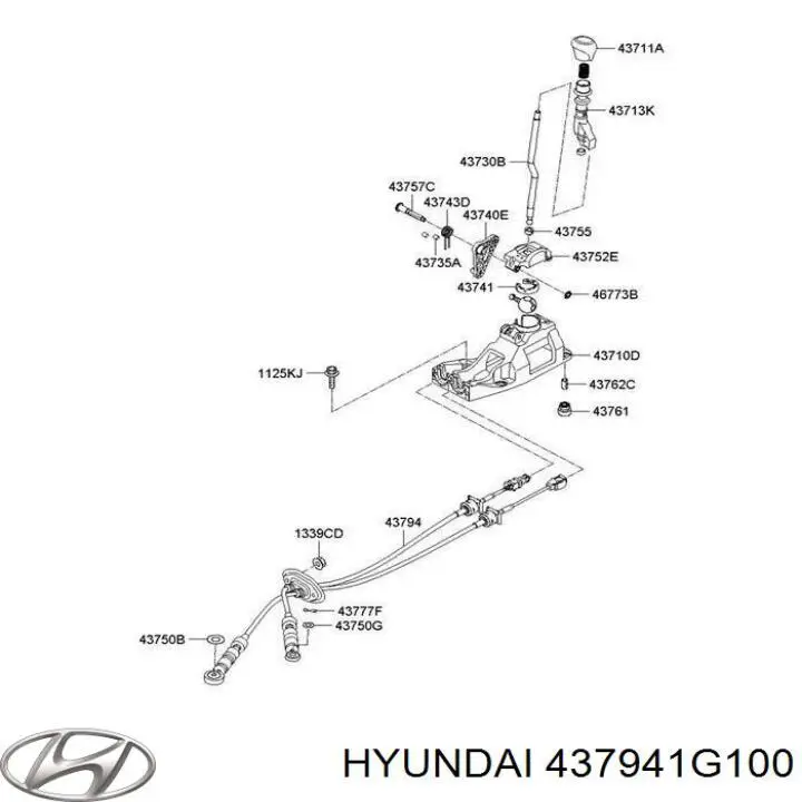 437941G100 Hyundai/Kia трос переключения передач сдвоенный